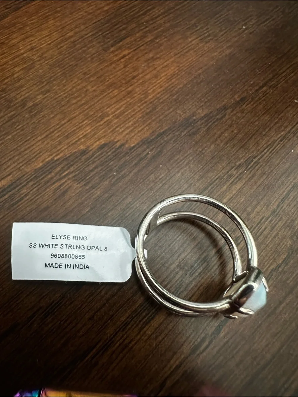 Kendra Scott Elyse Sterling Silver Double Band Ring in White Sterling Opal sz8